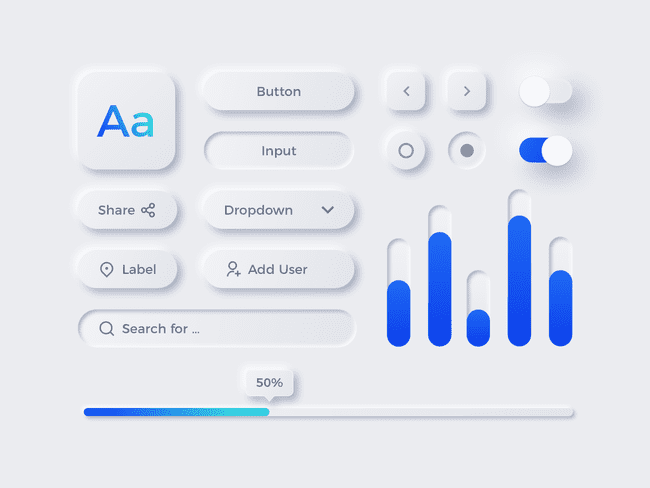 neumorphic prototype of a mobile app